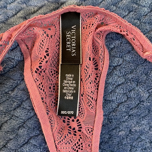 Victoria’s Secret 3 piece set long line bra bikini panties & thong 32C XS mauve - Picture 6 of 10